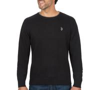 U.S. Polo Solid Jersey Crew Neck Sweater Pullover for Men, Black, Large
