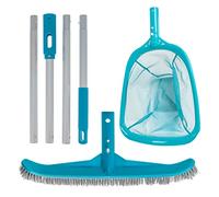 U.S. Pool Supply Pool Maintenance Kit with Leaf Skimmer Net, Brush, and Adjustable Telescopic Pole - 6" Deep Mesh Netting, Nylon Scrub Brush, Clean Sweep Debris from Walls, Floors, Steps, Spas, Ponds