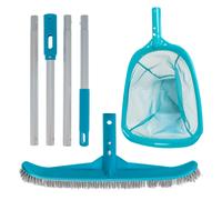 U.S. Pool Supply Pool Maintenance Kit with Leaf Skimmer Net Brush and Adjustable Telescopic Pole - 6"" Deep Mesh Netting Nylon Scrub Brush Clean S