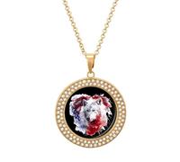U.S. Snows Wolf Flag Personalized Picture Pendant Necklace Customized Memorial Jewelry for Women