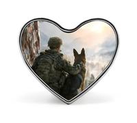U.S. Soldier And German Shepherd Heart Brooch Cute Badge Lapel Pins | Lightweight,Pendant,Dress Accessories
