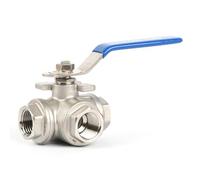 U.S. Solid 1-1/2" 3 Way Ball Valve - 304 Stainless Steel DN40 Manual Ball Valve G Thread, T Mounting Pad