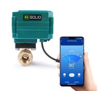U.S. Solid 1/2” Smart Motorised Ball Valve - App Mobile Remote Control Brass Electrical Ball Valve with Manual Switch, 5V DC USB Connection, G Thread