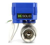 U.S. Solid 1" Motorized Ball Valve DN 25 Stainless Steel Electrical Ball Valve, 9-24V AC/DC, 2 Wire Auto Return Setup
