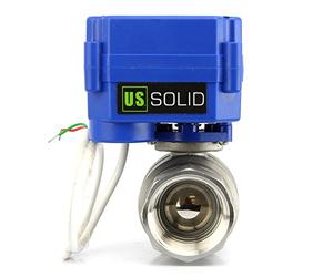 U.S. Solid 1" Motorized Ball Valve DN 25 Stainless Steel Electrical Ball Valve, 9-24V AC/DC, 2 Wire Auto Return Setup