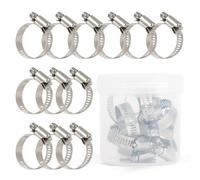 U.S. Solid 12PCS Hose Clamps Stainless Steel Adjustable 13/16"-1 1/2" (21-38mm) Worm Gear Hose Clamp, Heavy Duty Metal Hose Clamps for Automotive, Pipe, Radiator, Fuel Line