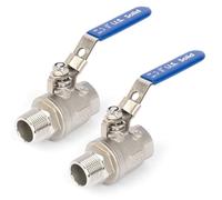 U.S. Solid 2 Pack Full Port 3/4" Ball Valve - Male x Female 316 Stainless Steel Heavy Duty for Water, Oil, and Gas, 1000WOG NPT