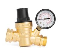 U.S. Solid 3/4" GHT RV Water Pressure Regulator, Screwdriver Adjustable Lead-Free Brass Valve with Gauge & Inlet Filter for Camper, Trailer, Garden Hose