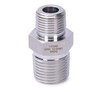 U.S. Solid 304 Stainless Steel Hex Nipple, 6000 psi High Pressure Heavy Duty Pipe Fitting (1 pc), 1/2" x 3/8" NPT Male