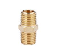 U.S. Solid Brass Pipe Fitting, Hex Nipple, 1/4" x 1/4" NPT Male Pipe Adapter