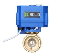 U.S. Solid Motorized Ball Valve- 1" Brass Ball Valve with Manual Function, Standard Port, 9-24V AC/DC and 2 Wire Auto Return Setup
