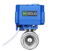 U.S. Solid Motorized Ball Valve- 1" Stainless Steel Ball Valve with Manual Function, Full Port, 9-24V AC/DC and 2 Wire Auto Return Setup