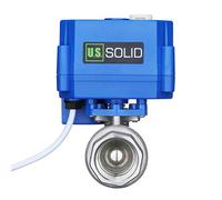 U.S. Solid Motorized Ball Valve- 3/4" Stainless Steel Ball Valve with Manual Function, Full Port, 9-24V AC/DC and 2 Wire Auto Return Setup
