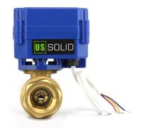 U.S. Solid Motorized Ball Valve- G 1" Brass Electrical Ball Valve, Standard Port, 9-24V AC/DC and 3-Wire Positive Break Setup