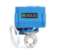 U.S. Solid Motorized Ball Valve with Manual Function - 1/2" NSF Certified 304SS, Full Port, 85-265V AC, 2-wire Automatic Return, Normally Open
