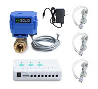 U.S. Solid Water Leak Detector with Auto Shutoff Valve, Sound Alarm, 1" Motorized Brass Ball Valve System & 3 Sensors, Home Flood Prevention & Water Damage Defense for Basement, Laundry, Water Heater