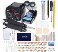 U.S. SOLID Wood Burning Kit Tool Station Dual Pyrography Pen Burner for Adults 2-in-1 Solid-Point 200?~480? w/Temp Display and Wire-Nib 250?~750?with Various Accessories