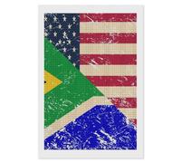 U.S. South Africa Vintage Flag Diamond DIY Painting Kits Square Full Drill Digital Art Craft for Home Office Wall Decor 8"x12"