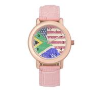 U.S. South Africa Vintage Flag Fashion Women's Wrist Watches Analogue 3 Hand Leather Strap Quartz Watch