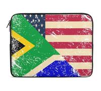 U.S. South Africa Vintage Flag Slim Laptop Sleeve for Men Women Large Capacity Zippered Case for Office Travel