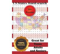 U.S. States Word Search: puzzle books with easy read print about US States, 6x9 format, 50+puzzles,110 pages, Vacations, gifts, screen free entertainment.