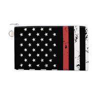 U.S. Thin Line Blue Flag Custom Canvas Coin Purse Change Wallet Bag Small Makeup Bags for Men Women 7.5 X 4.6 Inch