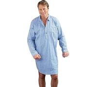 U.S Trading Mens Kingsize Brushed 100% Cotton Striped Checkered Nightshirt, Comfy Nightshirt, Cosy Nightshirt, Lightweight Loose Sleepwear (Harrow Light Blue, Medium)