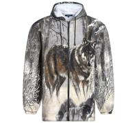 U.S Trading Warm Winter Cosy Outdoor Fleece Wolf Print Jacket (UK, Alpha, L, Regular, Regular, Grey Hood)