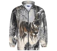 U.S Trading Warm Winter Cosy Outdoor Fleece Wolf Print Jacket (UK, Alpha, XL, Regular, Regular, Grey No Hood)