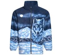 U.S Trading Warm Winter Cosy Outdoor Fleece Wolf Print Jacket (UK, Alpha, XXL, Regular, Regular, Blue No Hood)