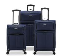 U.S. Traveler Anzio Softside Expandable Spinner Luggage, Navy, Checked-Medium 26-Inch, Anzio Softside Expandable Spinner Luggage