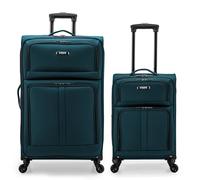 U.S. Traveler Anzio Softside Expandable Spinner Luggage, Teal, Checked-Medium 26-Inch, Teal, Checked-Medium 26-Inch, Anzio Softside Expandable Spinner Luggage
