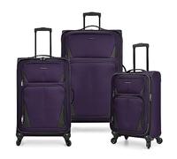 U.S. Traveler Aviron Bay Expandable Softside Luggage with Spinner Wheels, Purple, 3 Piece Luggage, Aviron Bay Expandable Softside Luggage with Spinner Wheels