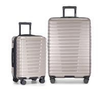 U.S. Traveler Boren Expandable Hardside Rugged Travel Luggage with 8 Spinner Wheels, Champagne, 2-Piece Set