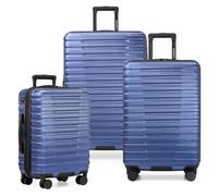 U.S. Traveler Boren Polycarbonate Hardside Rugged Travel Suitcase Luggage with 8 Spinner Wheels, Aluminum Handle, Navy, 3-Piece Set, USB Port in Carry-On, Boren Polycarbonate Hardside Rugged Travel