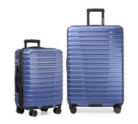 U.S. Traveler Boren Polycarbonate Hardside Rugged Travel Suitcase Luggage with 8 Spinner Wheels, Aluminum Handle, Navy, 2-Piece Set, USB Port in Carry-On, Boren Polycarbonate Hardside Rugged Travel