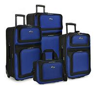 U.S. Traveler New Yorker Lightweight Softside Expandable Travel Rolling Luggage Set, Blue, 4-Piece Set (15/21/25/29), New Yorker Lightweight Softside Expandable Travel Rolling Luggage Set