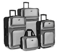 U.S. Traveler New Yorker Lightweight Softside Expandable Travel Rolling Luggage Set, Gray, 4-Piece Set (15/21/25/29), New Yorker Lightweight Softside Expandable Travel Rolling Luggage Set