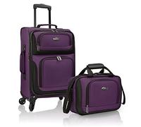 U.S. Traveler Rio Rugged Fabric Expandable Carry-on Luggage Set, Purple, 4 Wheel, Durable Fabric, Expandable Carry-on Set