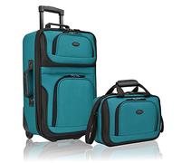 U.S. Traveler Rio Rugged Fabric Expandable Carry-on Luggage Set, Teal, Set, Rio Lightweight Carry-on Suitcase 20" Softside