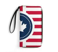 U.S. UK and Canada Flag Long Pouch Slim Clutch Wallet Purse