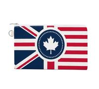 U.S. UK and Canada Flag Small Canvas Coin Purse Change Zippered Pouch Wallet Organizer Bags 7.4 X 4.6 Inch
