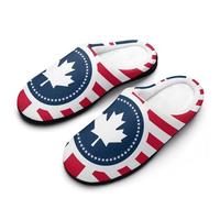 U.S. UK And Canada Flag Women's Cotton Slippers | House Slippers Memory Foam Washable Slip On Indoor Outdoor Home Shoes