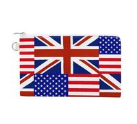 U.S. & UK Flag Custom Canvas Coin Purse Change Wallet Bag Small Makeup Bags for Men Women 7.5 X 4.6 Inch