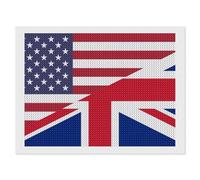 U.S. UK Flag Funny Diamond Art Kits for Adults Round Full Drill Picture Home Wall Decor