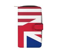 U.S. UK Flag Funny Long Slim Bifold Wallet Card Holder Purse with Buckle for Men Women