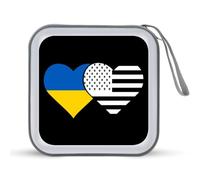 U.S. & Ukraine Flag Funny CD Holder 40 Capacity DVD Case Disc Protective Storage Organizer Bag for Car Home Travel