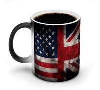 U.S. Union Jack Flag Cute Color Changing Mug Ceramic Heat Sensitive Mugs Magic Coffee Cup with Handle 12 Oz