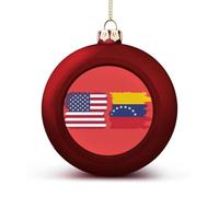 U.S. & Venezuela Flag Christmas Balls for Tree Decoration PC Baubles Hanging Ornaments Festive Decor 2PCS