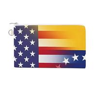 U.S. Venezuela Flag Custom Canvas Coin Purse Change Wallet Bag Small Makeup Bags for Men Women 7.5 X 4.6 Inch